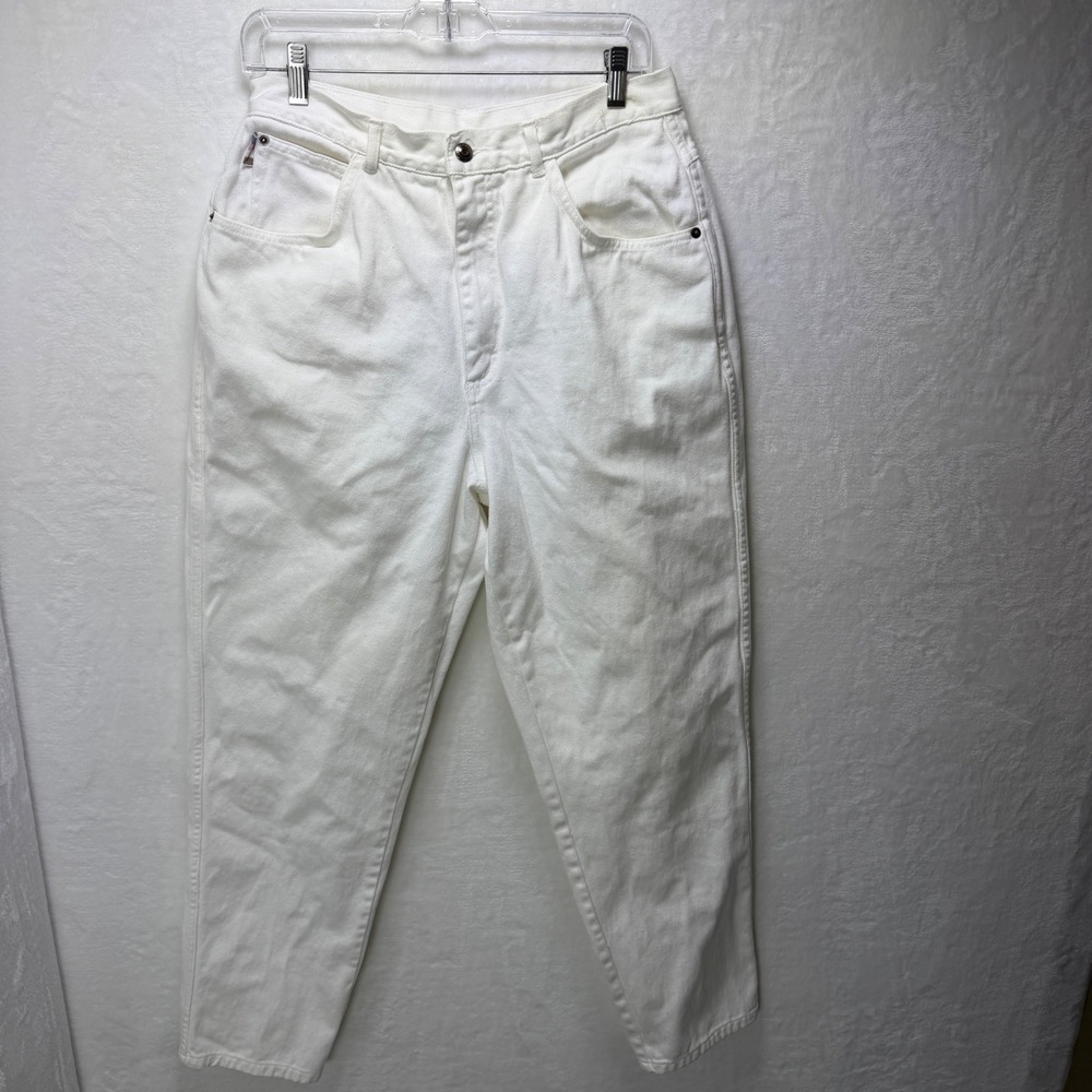 Vintage Gitano Women 15 Reg White High Rise Tapered Leg Mom Jeans 90s Cotton